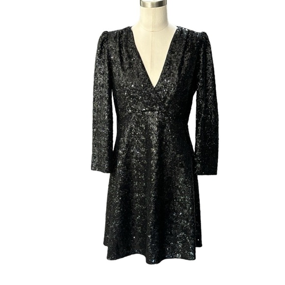 Kate Spade sequin dress black plunging neckline size 2 - Picture 16 of 16